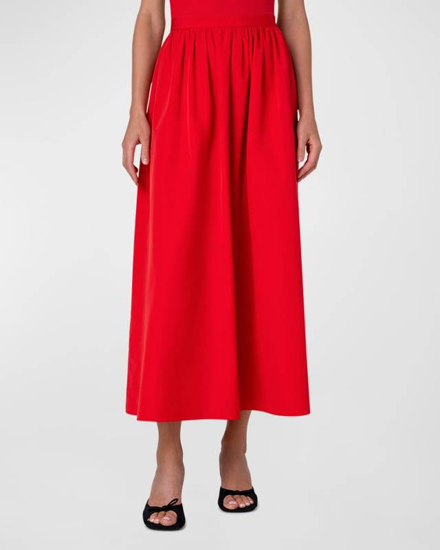 Techno Taffeta Midi Skirt